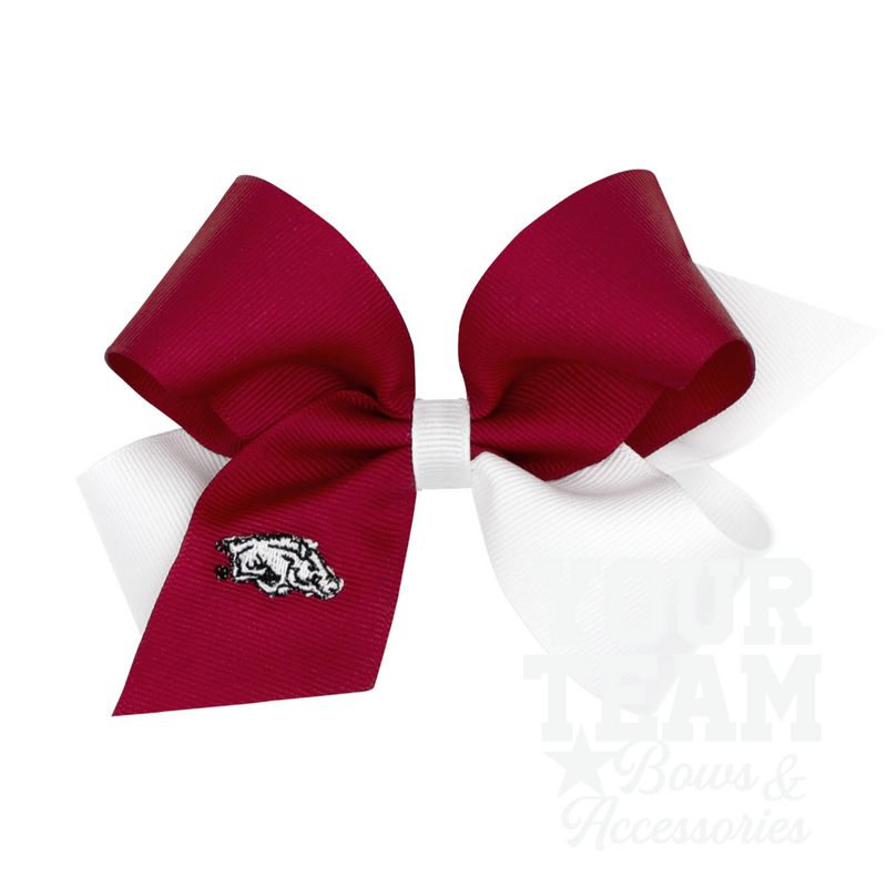 Medium Arkansas Razorbacks Two-Tone Embroidered Hair Bow