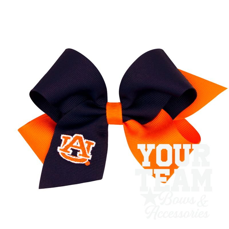 Medium Auburn Tigers Two-Tone Embroidered Hair Bow