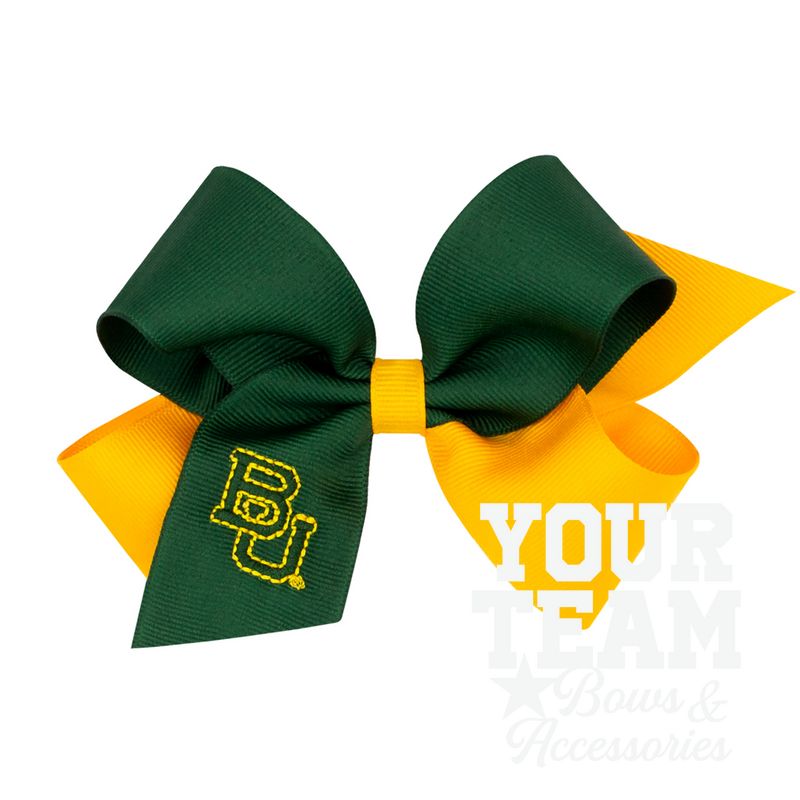 Medium Baylor Bears Two-Tone Embroidered Hair Bow