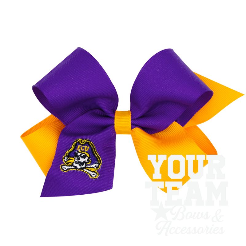 Medium East Carolina Pirates Two-Tone Embroidered Hair Bow