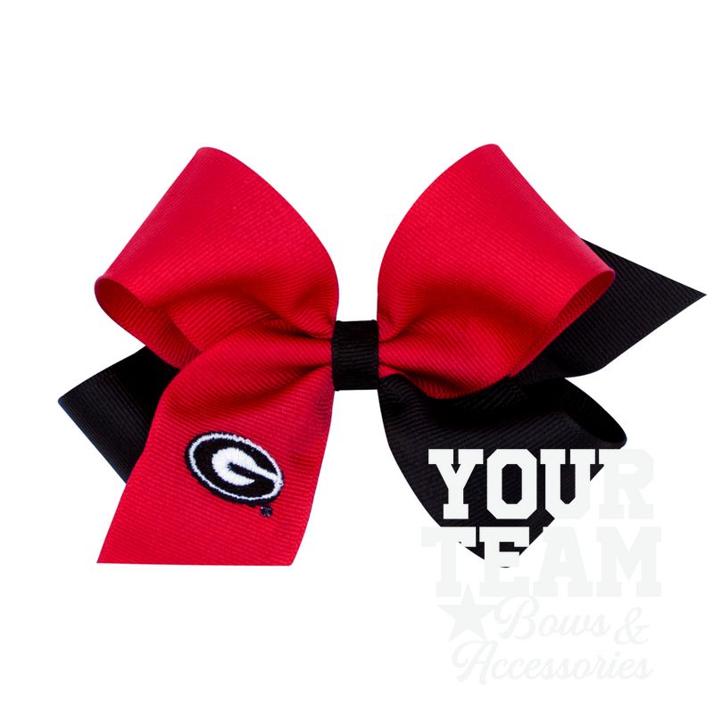 Medium Georgia Bulldogs Two-Tone Embroidered Hair Bow