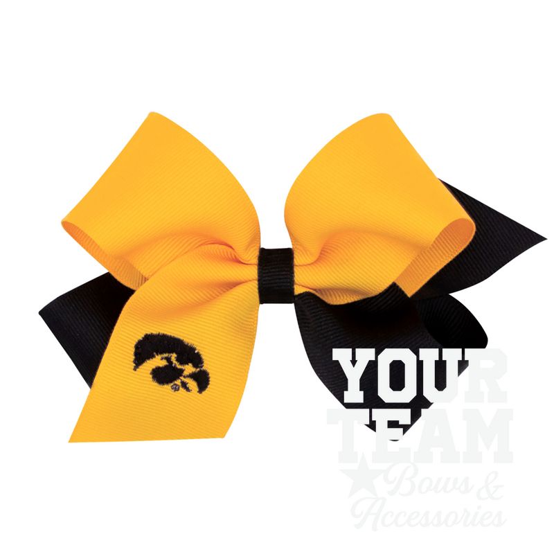 Medium Iowa Hawkeyes Two-Tone Embroidered Hair Bow