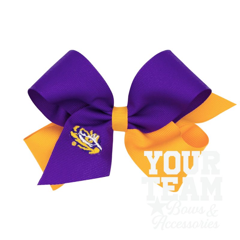 Medium Louisiana State Tigers Two-Tone Embroidered Hair Bow
