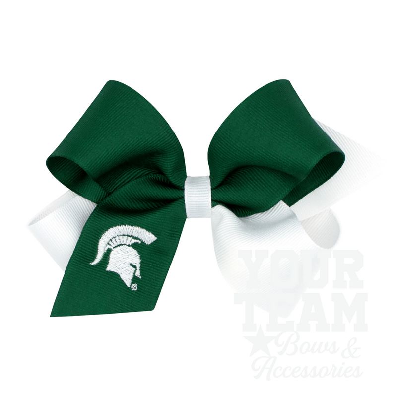 Medium Michigan State Spartans Two-Tone Embroidered Hair Bow