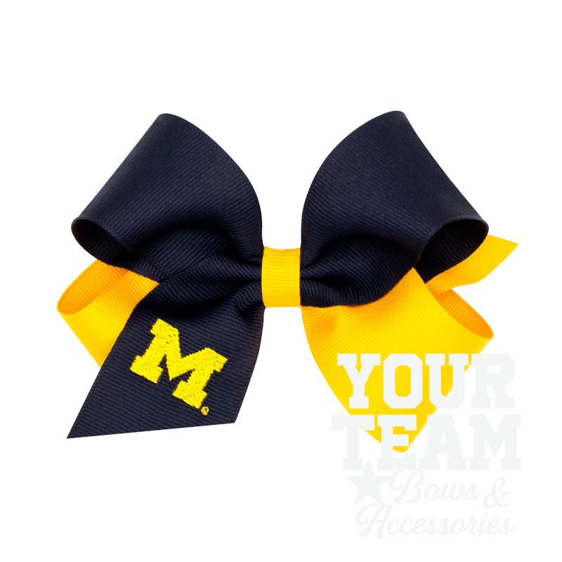 Medium Michigan Wolverines Two-Tone Embroidered Hair Bow