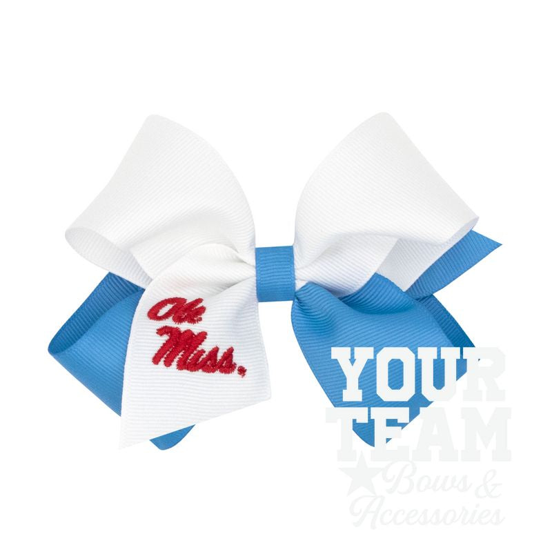 Medium Ole Miss Rebels Two-Tone Embroidered Hair Bow