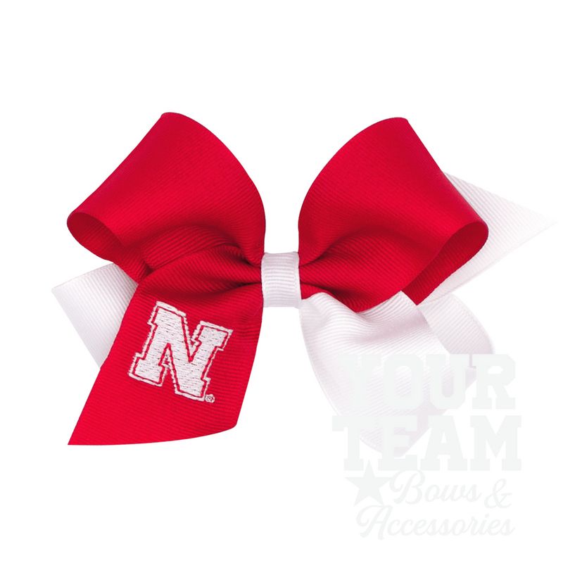 Medium Nebraska Cornhuskers Two-Tone Embroidered Hair Bow