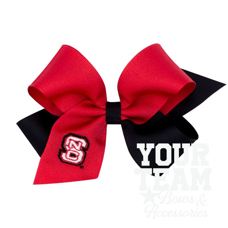 Medium North Carolina State Wolfpack Two-Tone Embroidered Hair Bow