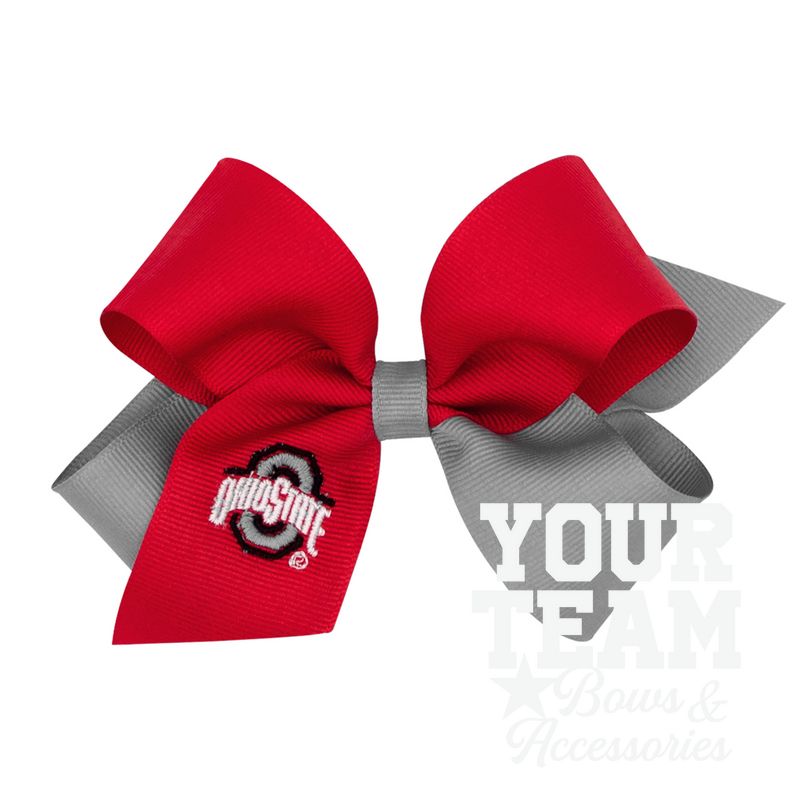 Medium Ohio State Buckeyes Two-Tone Embroidered Hair Bow