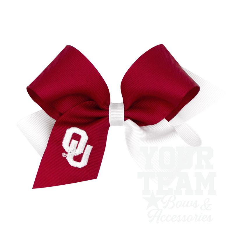 Medium Oklahoma Sooners Two-Tone Embroidered Hair Bow