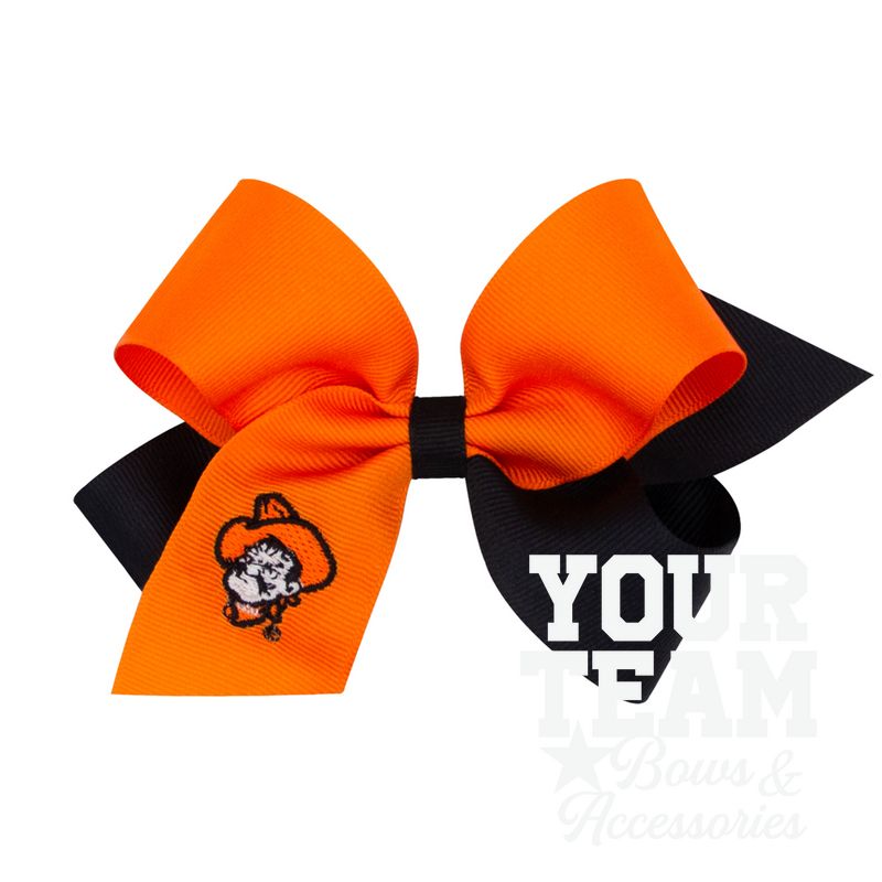 Medium Oklahoma State Cowboys Two-Tone Embroidered Hair Bow