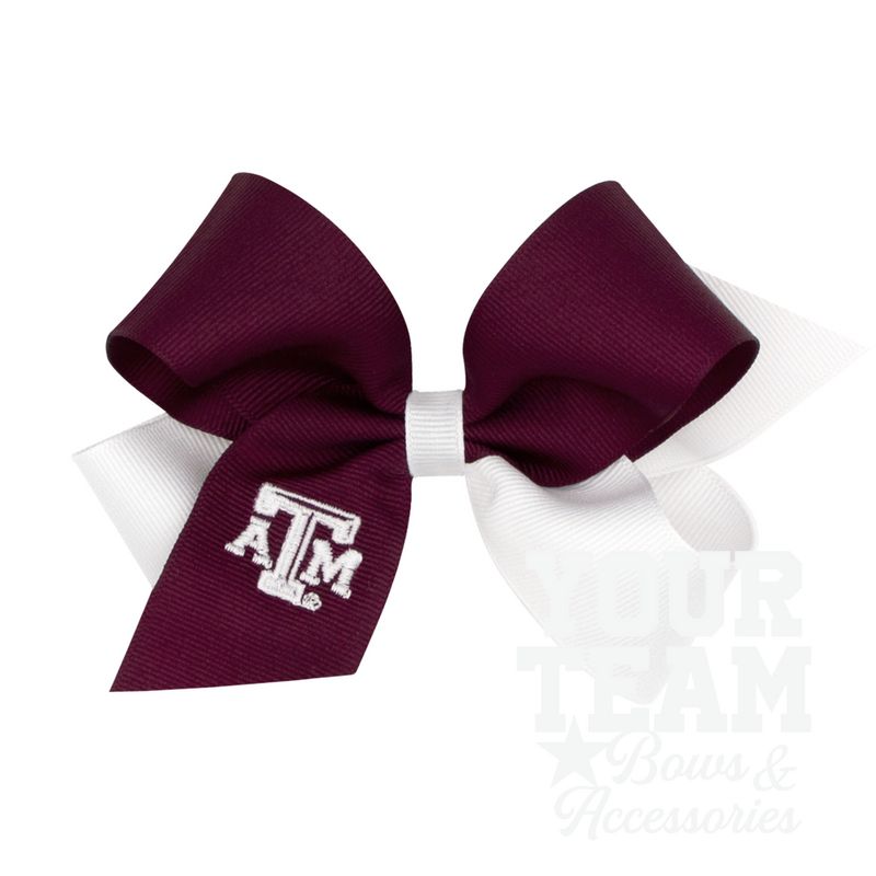 Medium Texas A&M Aggies Two-Tone Embroidered Hair Bow