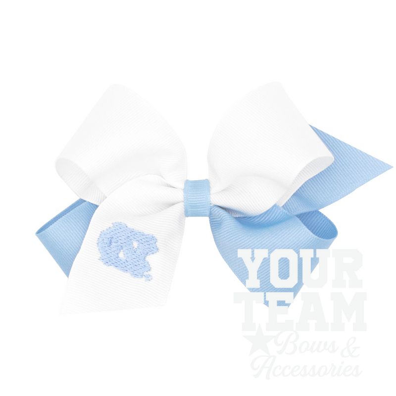 Medium North Carolina Tarheels Two-Tone Embroidered Hair Bow