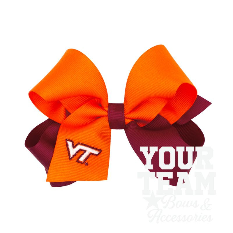 Medium Virginia Tech Hokies Two-Tone Embroidered Hair Bow