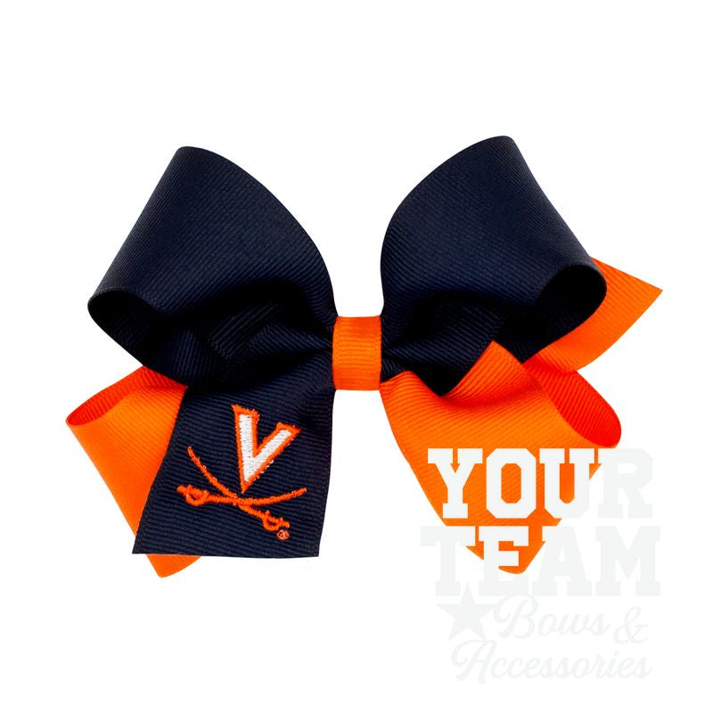 Medium Two-tone Collegiate Embroidered Grosgrain Hair Bow