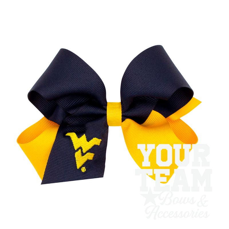 Medium West Virginia Mountaineers Two-Tone Embroidered Hair Bow