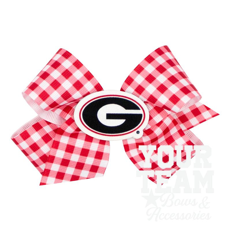 Medium Georgia Gingham Hair Bow with Logo Patch