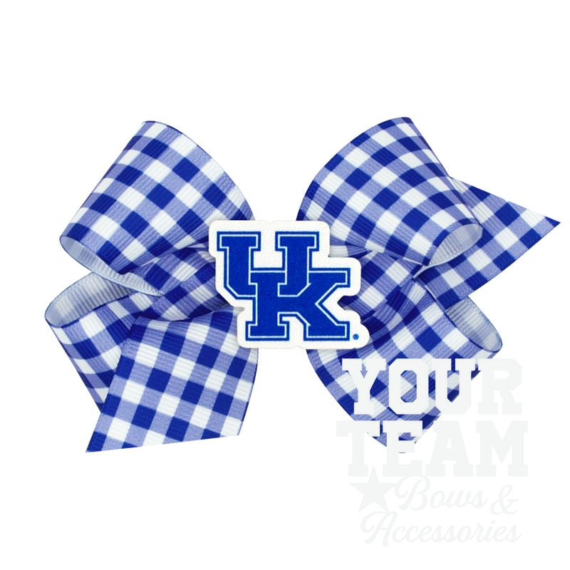Medium Kentucky Gingham Hair Bow with Logo Patch