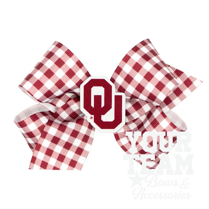 Medium Oklahoma Gingham Hair Bow with Logo Patch