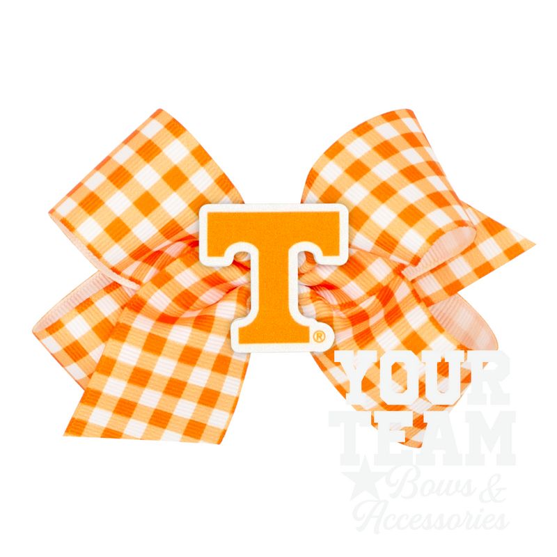 Medium Tennessee Gingham Hair Bow with Logo Patch