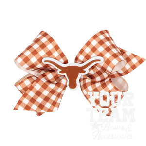 Medium University of Texas Gingham Hair Bow with Logo Patch