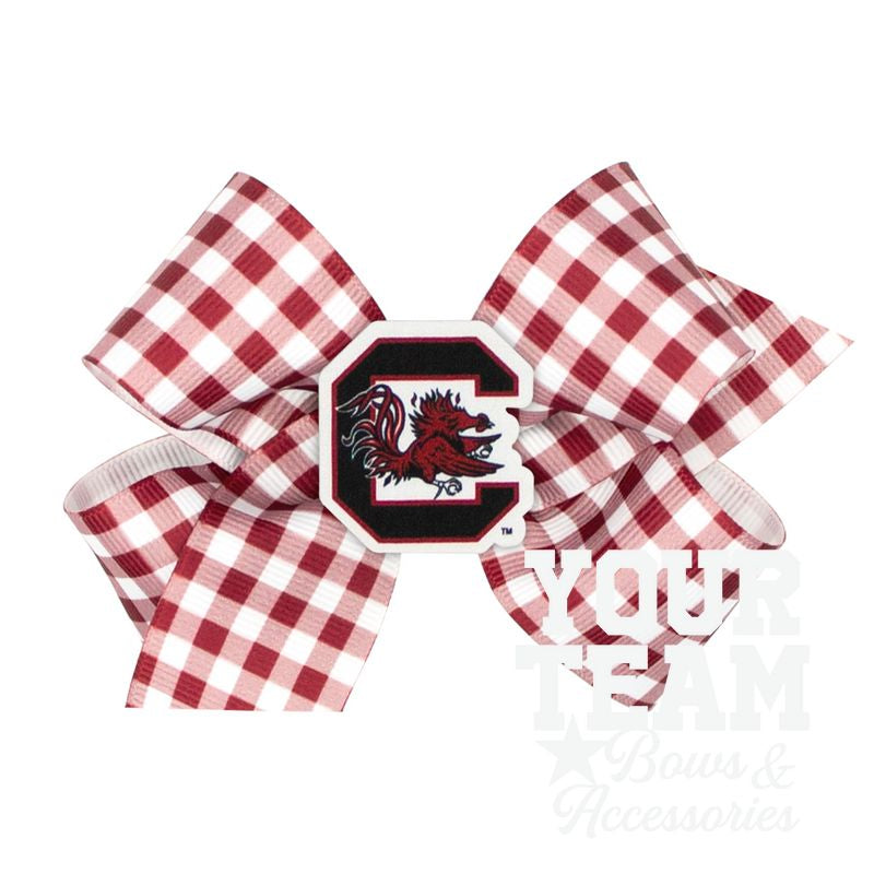 Medium South Carolina Gingham Hair Bow with Logo Patch