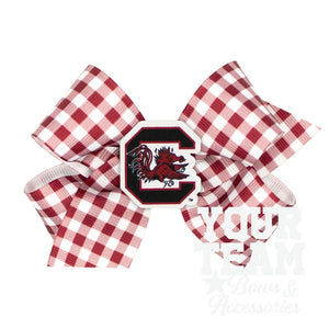Medium South Carolina Gingham Hair Bow with Logo Patch
