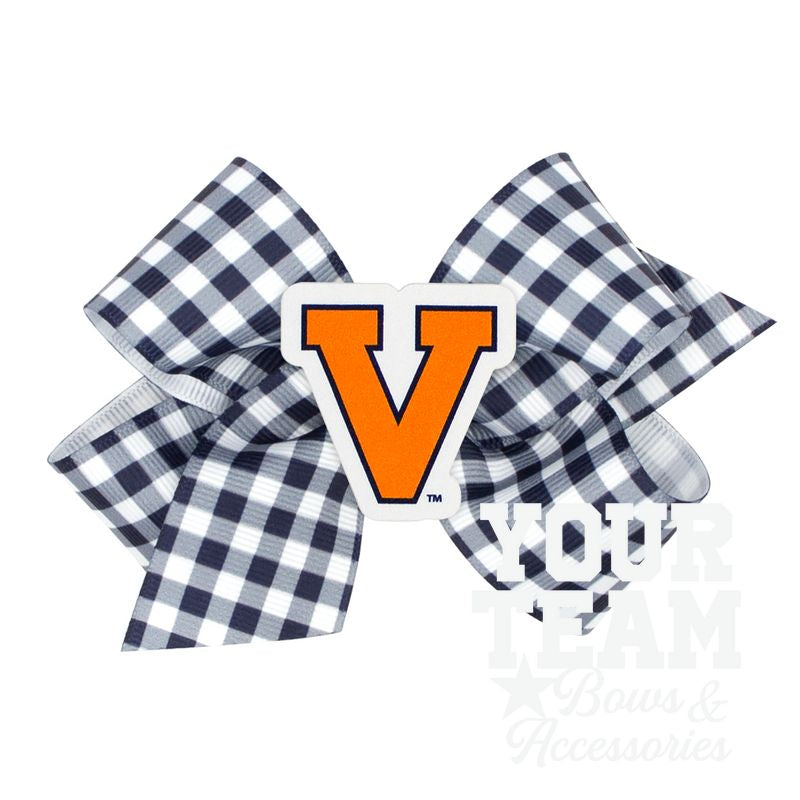 Medium Virginia Gingham Hair Bow with Logo Patch