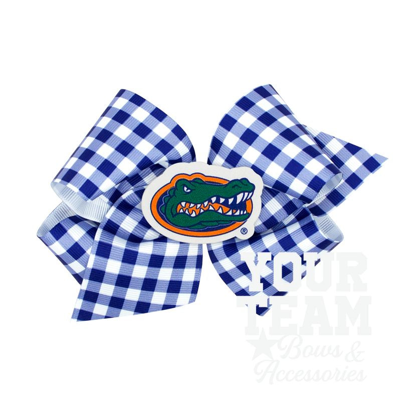 King Florida Gingham Hair Bow with Logo Patch