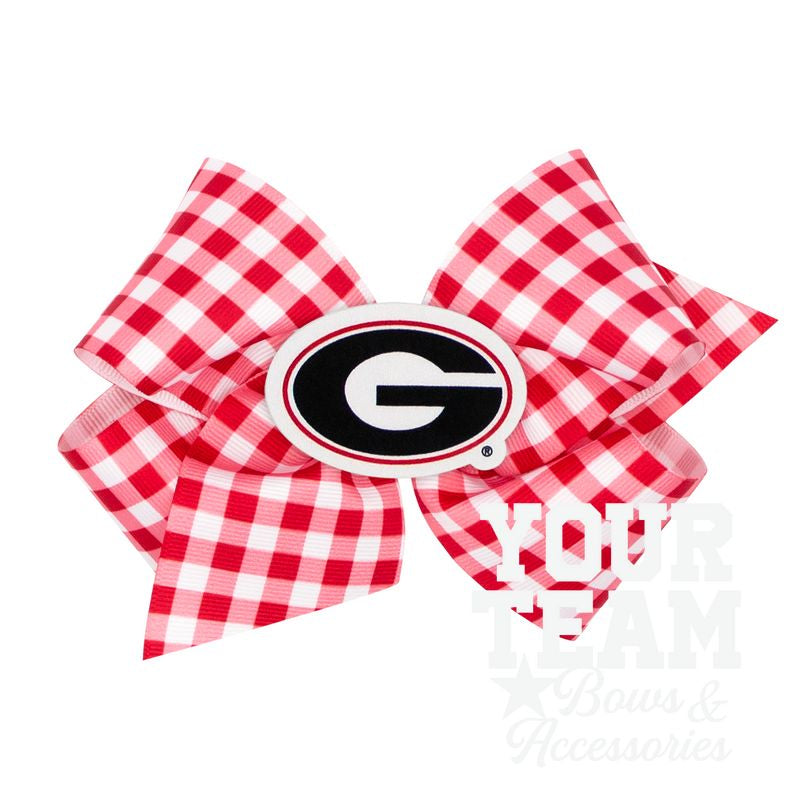 King Georgia Gingham Hair Bow with Logo Patch