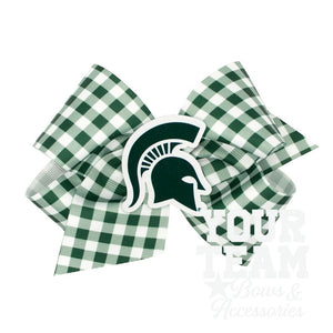 King Michigan State Gingham Hair Bow with Logo Patch