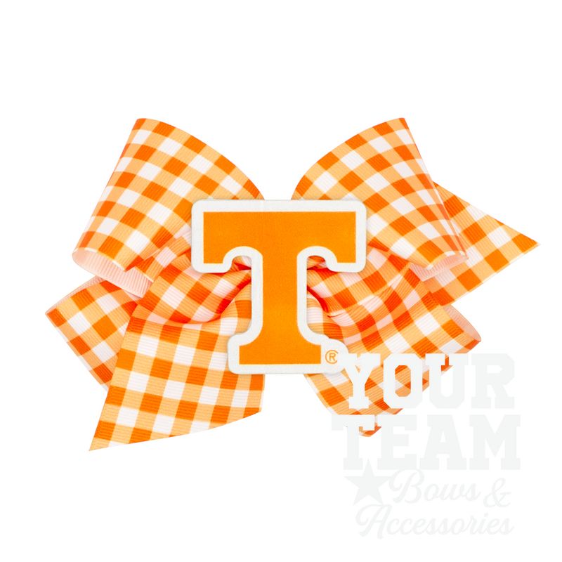 King Tennessee Gingham Hair Bow with Logo Patch