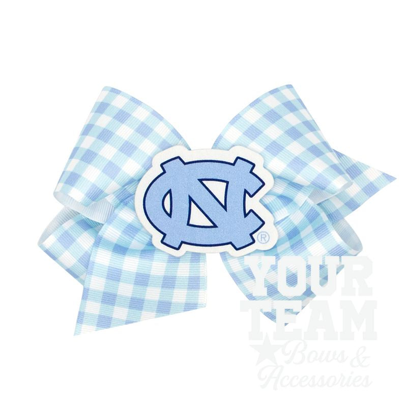 King North Carolina Gingham Hair Bow with Logo Patch