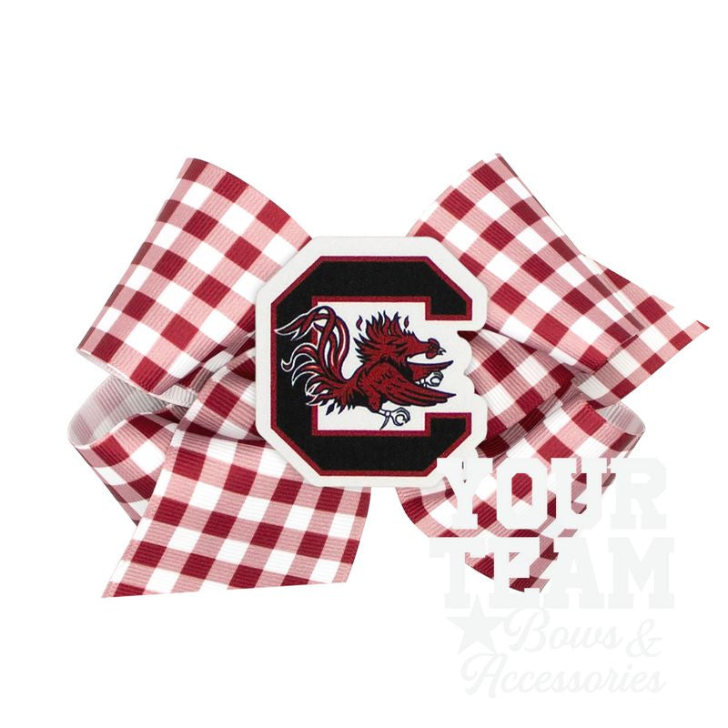 King South Carolina Gingham Hair Bow with Logo Patch