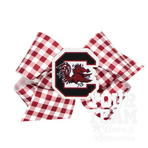 King South Carolina Gingham Hair Bow with Logo Patch