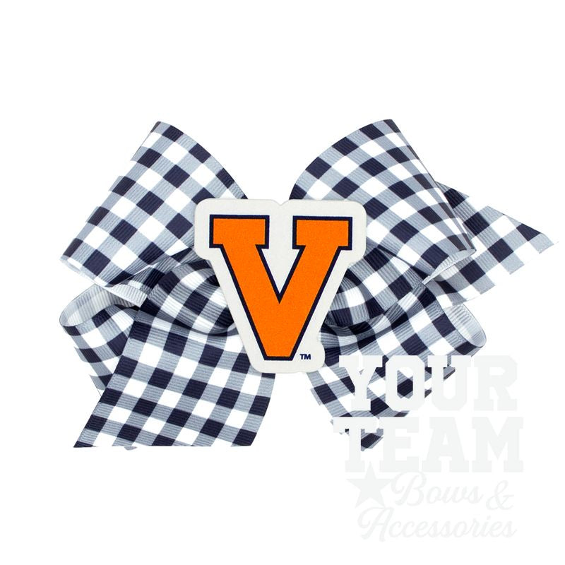King Virginia Gingham Hair Bow with Logo Patch