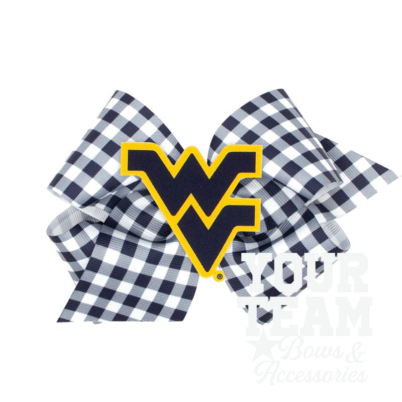 King West Virginia Gingham Hair Bow with Logo Patch
