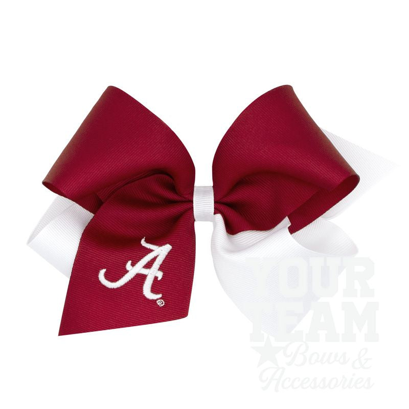 King Alabama Two-Tone Embroidered Hair Bow
