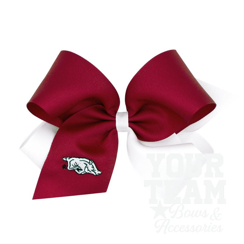 King Arkansas Two-Tone Embroidered Hair Bow