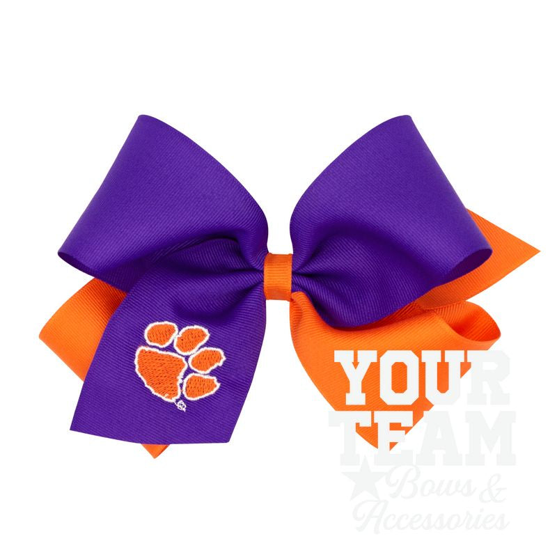 King Clemson Two-Tone Embroidered Hair Bow