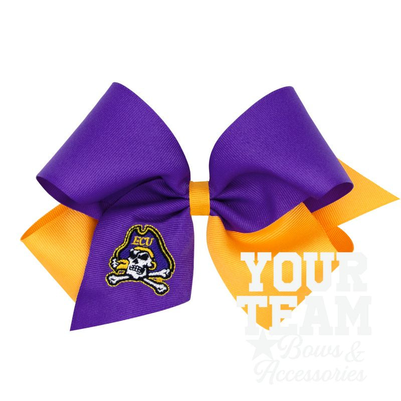 King East Carolina Two-Tone Embroidered Hair Bow