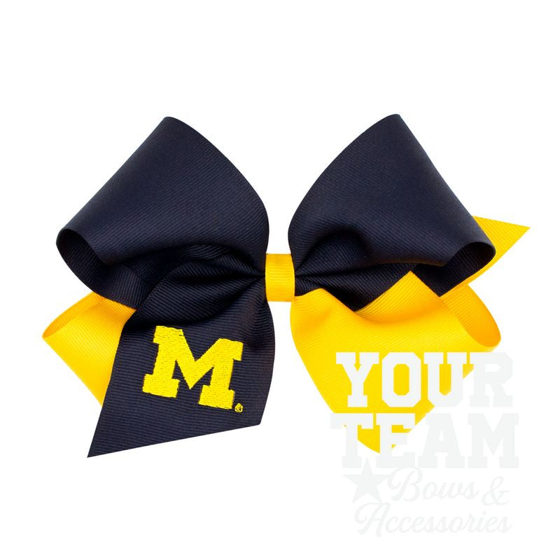 King Michigan Two-Tone Embroidered Hair Bow