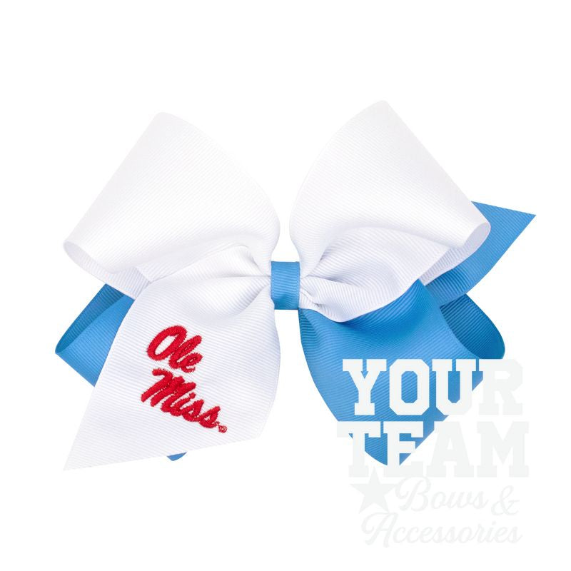 King Ole Miss Two-Tone Embroidered Hair Bow