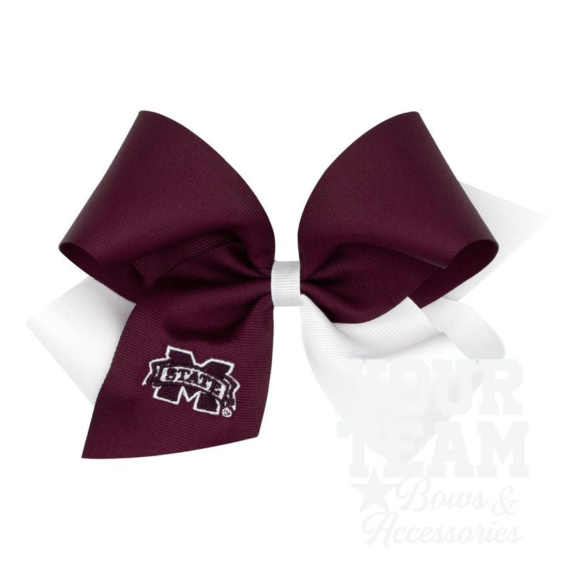 King Mississippi State Two-Tone Embroidered Hair Bow