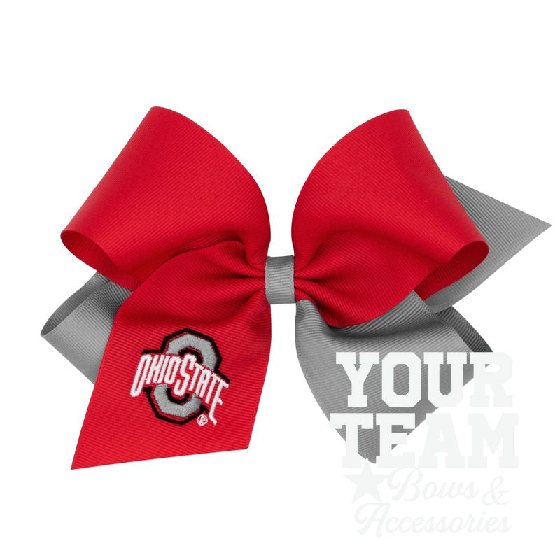 King Ohio State Two-Tone Embroidered Hair Bow