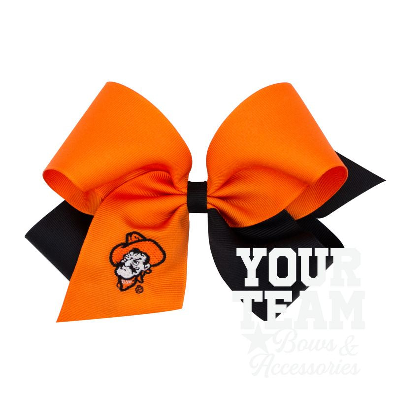King Oklahoma State Two-Tone Embroidered Hair Bow