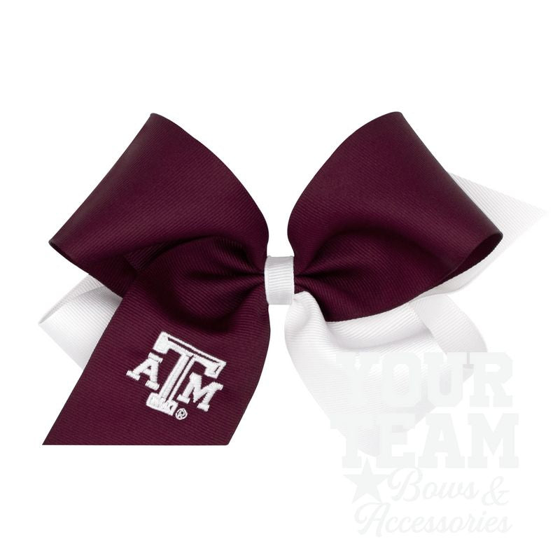 King Texas A&M Two-Tone Embroidered Hair Bow