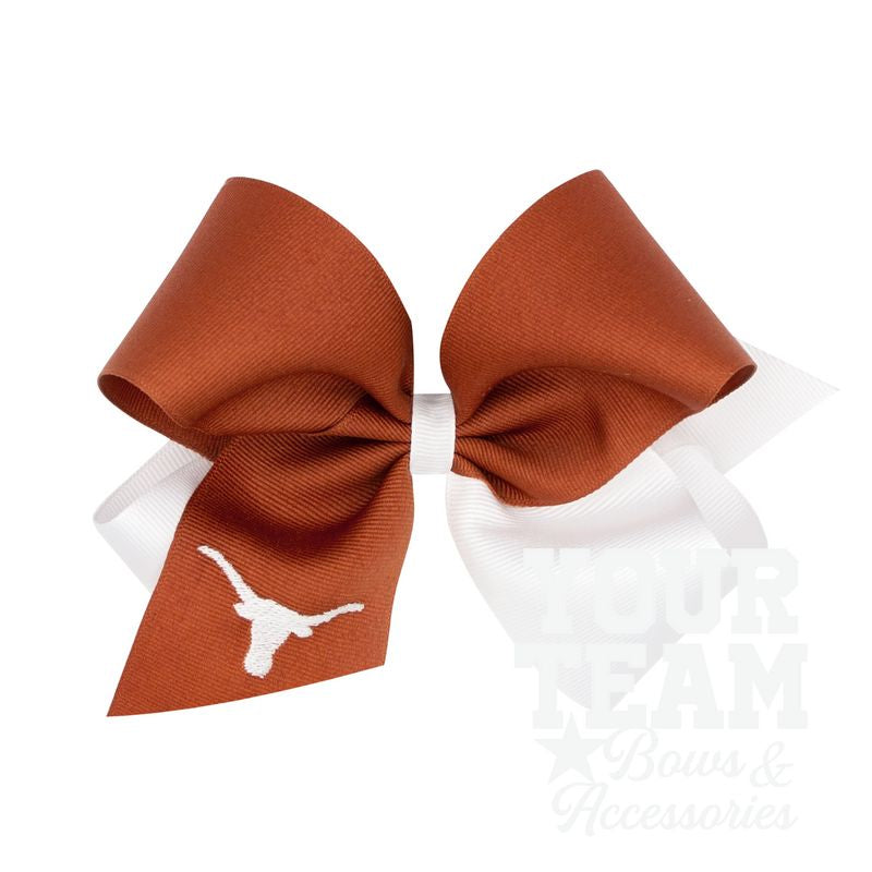 King University of Texas Two-Tone Embroidered Hair Bow