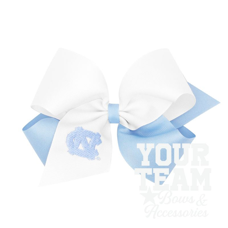 King North Carolina Two-Tone Embroidered Hair Bow