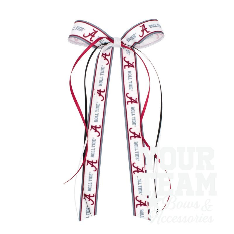 Pair of Alabama Logo Ribbon Boot Bows with Streamers